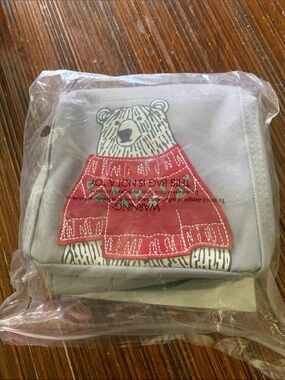 Thirty-one Gray Storage Cube with Pink Bear Sweater Graphic